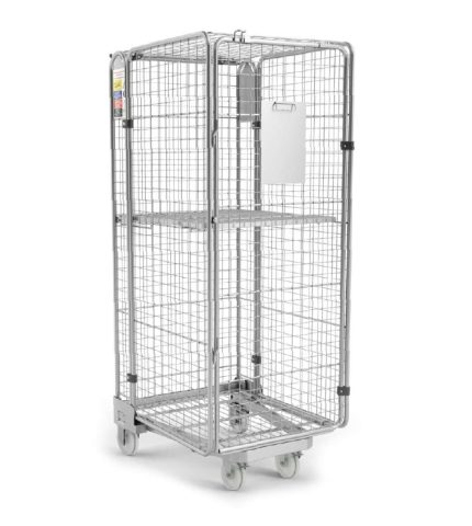 Roll container metalic cu pereți din plasă, pentru retail și logistică